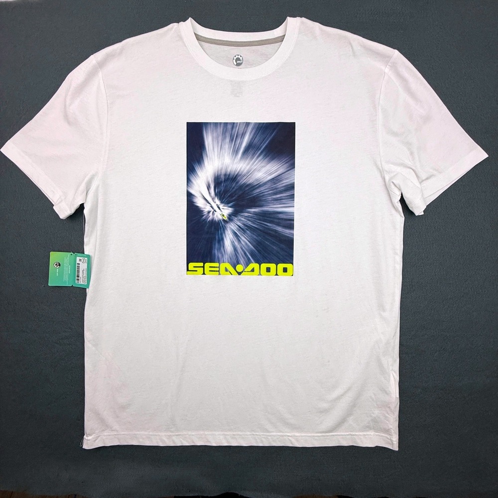 Sea-Doo T-Shirt Mens Extra Large White Ocean View Graphic Short Sleeve Cotton